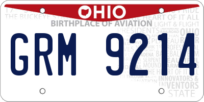 OH license plate GRM9214