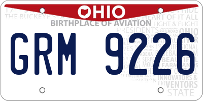 OH license plate GRM9226