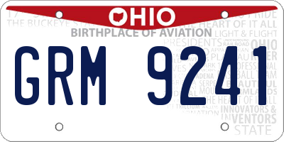 OH license plate GRM9241