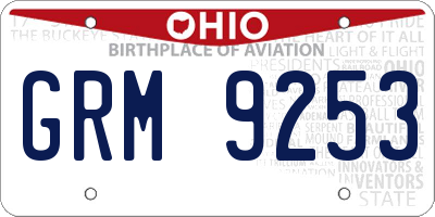 OH license plate GRM9253