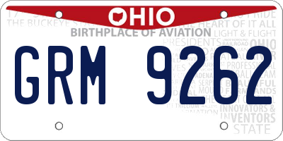 OH license plate GRM9262