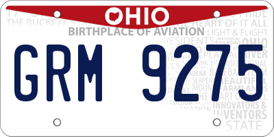OH license plate GRM9275