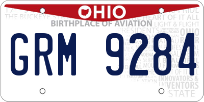 OH license plate GRM9284