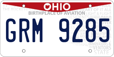 OH license plate GRM9285