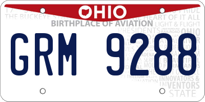 OH license plate GRM9288