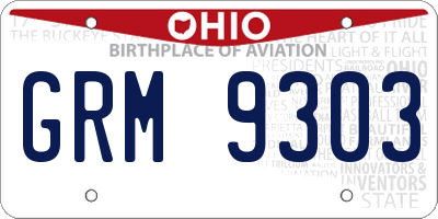 OH license plate GRM9303