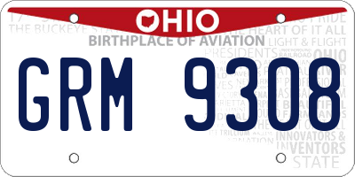 OH license plate GRM9308