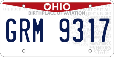 OH license plate GRM9317