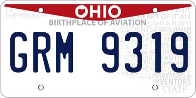 OH license plate GRM9319
