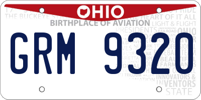 OH license plate GRM9320