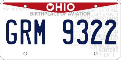 OH license plate GRM9322