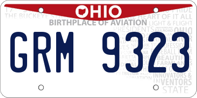 OH license plate GRM9323