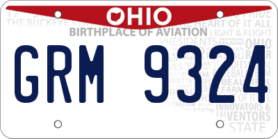 OH license plate GRM9324