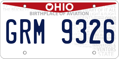 OH license plate GRM9326