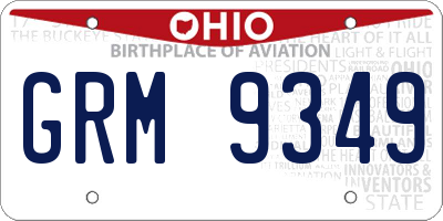 OH license plate GRM9349