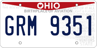 OH license plate GRM9351
