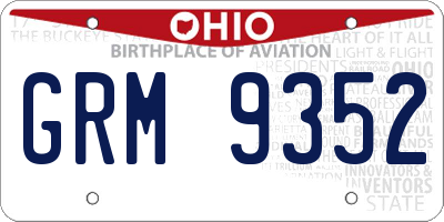 OH license plate GRM9352
