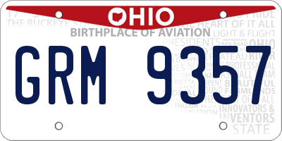 OH license plate GRM9357