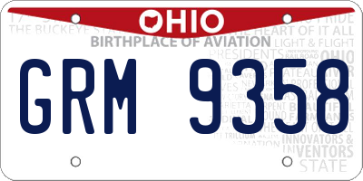 OH license plate GRM9358
