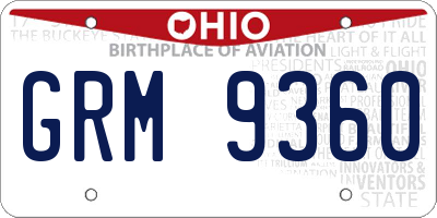 OH license plate GRM9360