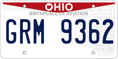 OH license plate GRM9362