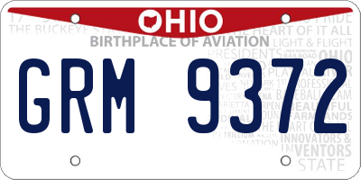 OH license plate GRM9372