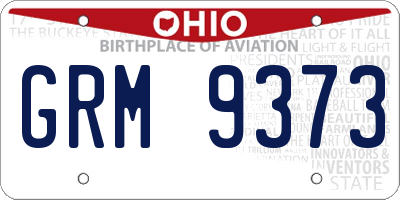 OH license plate GRM9373