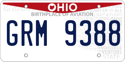 OH license plate GRM9388
