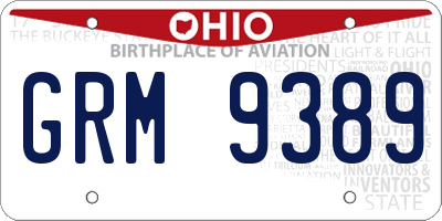 OH license plate GRM9389