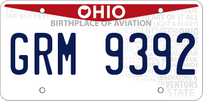 OH license plate GRM9392