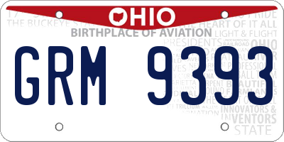 OH license plate GRM9393