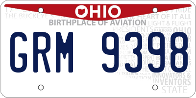 OH license plate GRM9398