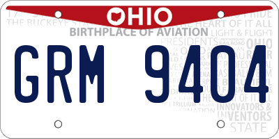 OH license plate GRM9404