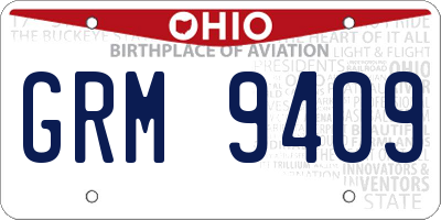 OH license plate GRM9409