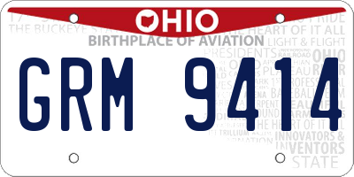 OH license plate GRM9414