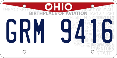 OH license plate GRM9416