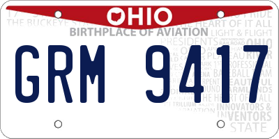 OH license plate GRM9417