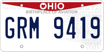 OH license plate GRM9419