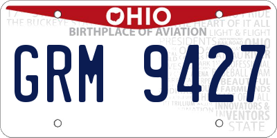 OH license plate GRM9427