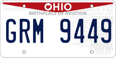 OH license plate GRM9449
