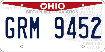 OH license plate GRM9452