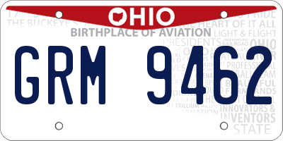 OH license plate GRM9462