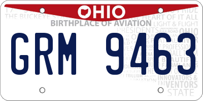 OH license plate GRM9463