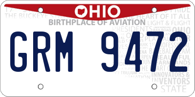 OH license plate GRM9472