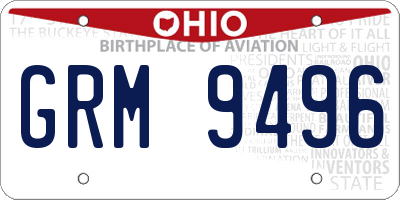 OH license plate GRM9496