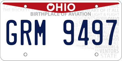 OH license plate GRM9497