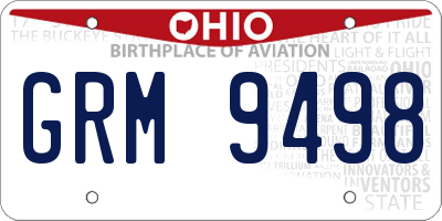 OH license plate GRM9498