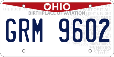OH license plate GRM9602