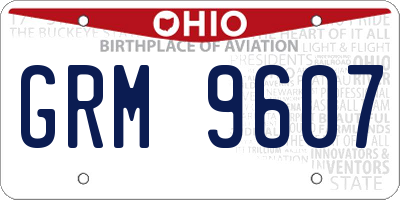OH license plate GRM9607