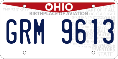OH license plate GRM9613